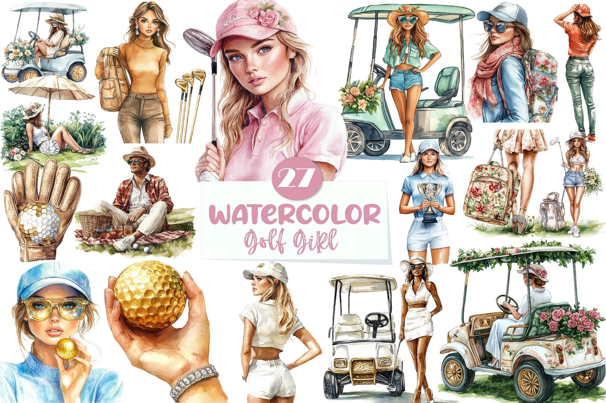 Luxury Golf Girl Clipart Bundle - CraftNest - Digital Crafting and Art