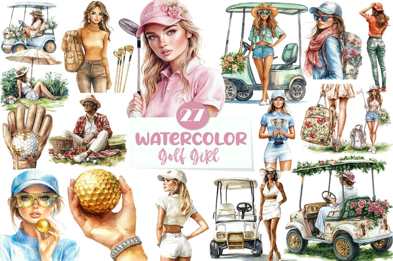 Luxury Golf Girl Clipart Bundle - CraftNest - Digital Crafting and Art
