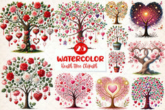Valentines Day Heart Tree Clipart Bundle - CraftNest - Digital Crafting and Art