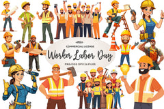 Construction Worker Labor Day Clipart Bundle - CraftNest - Digital Crafting and Art