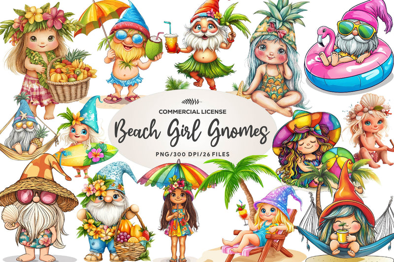 Beach Girl Gnomes Clipart Bundle - CraftNest - Digital Crafting and Art