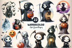 Cute Grim Reaper Clipart Bundle - CraftNest - Digital Crafting and Art