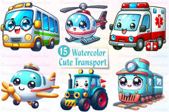 Cute Transport Clipart Bundle 1 - CraftNest - Digital Crafting and Art