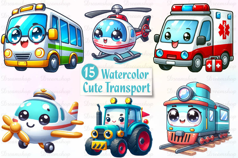 Cute Transport Clipart Bundle 1 - CraftNest - Digital Crafting and Art
