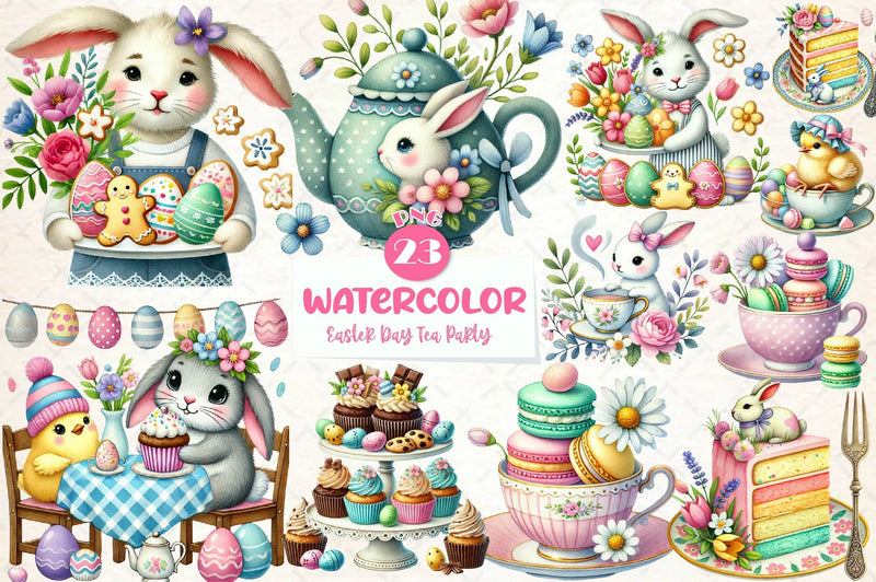 Easter Day Tea Party Clipart Bundle - CraftNest - Digital Crafting and Art