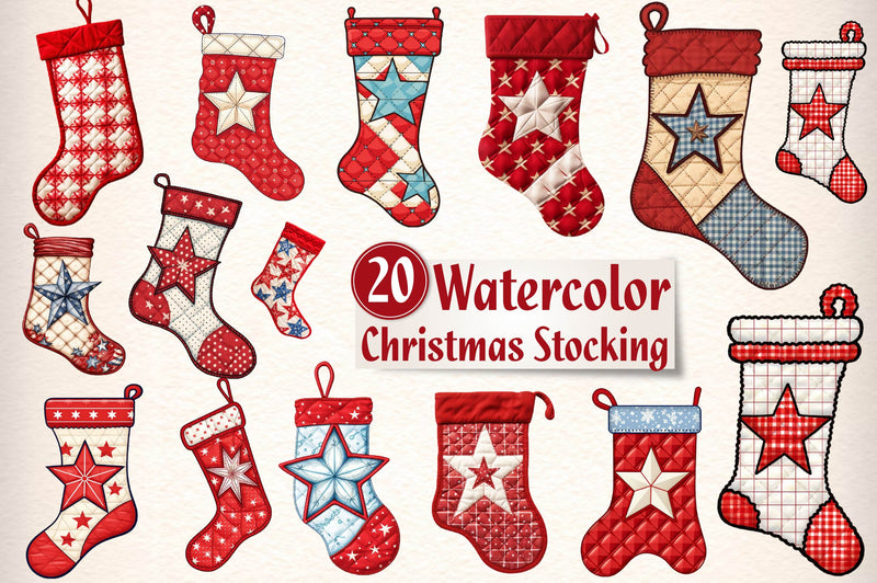 Christmas Stocking Clipart Bundle 1 - CraftNest - Digital Crafting and Art