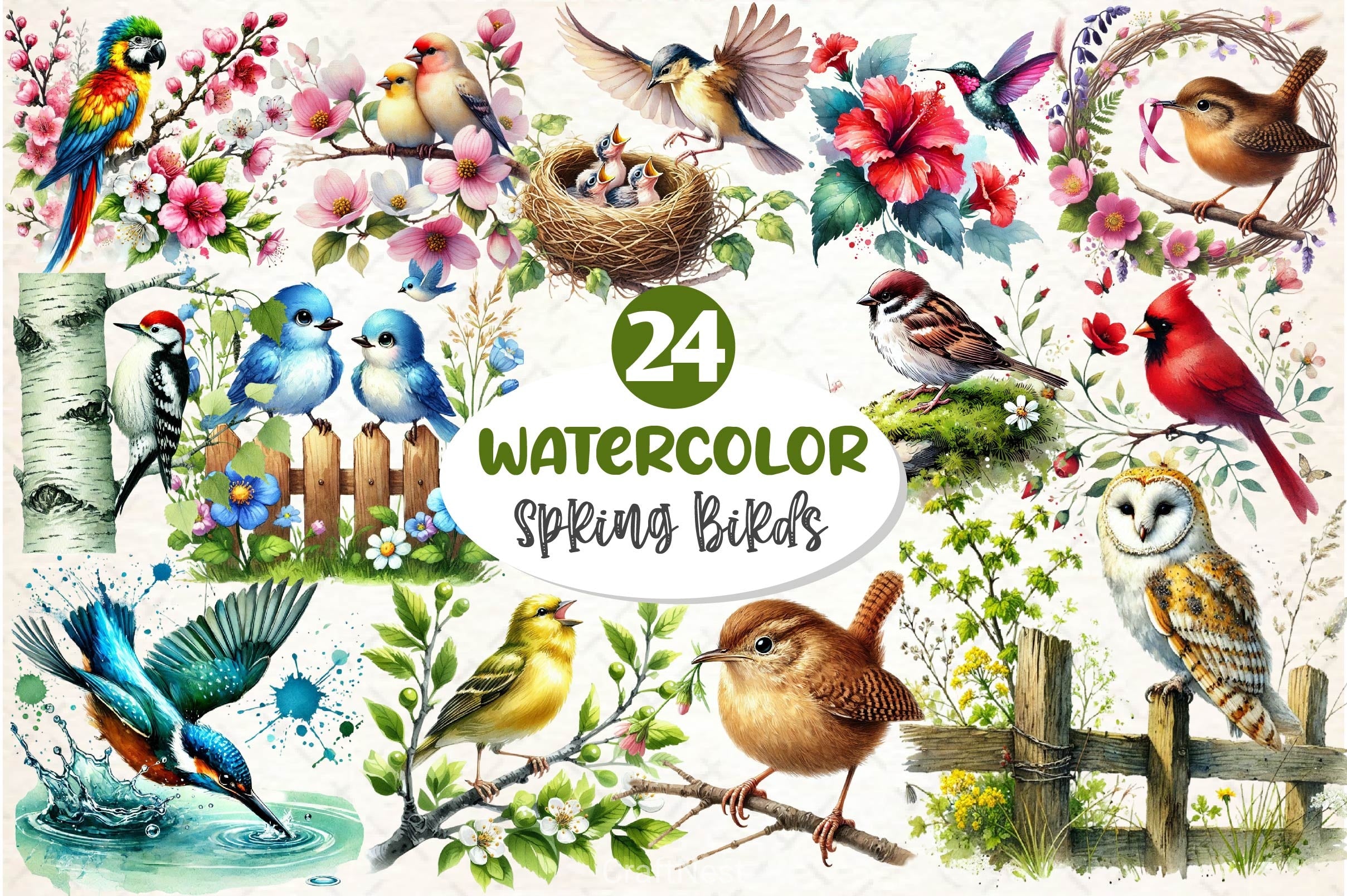 Spring Birds Clipart Bundle 4 - CraftNest - Digital Crafting and Art