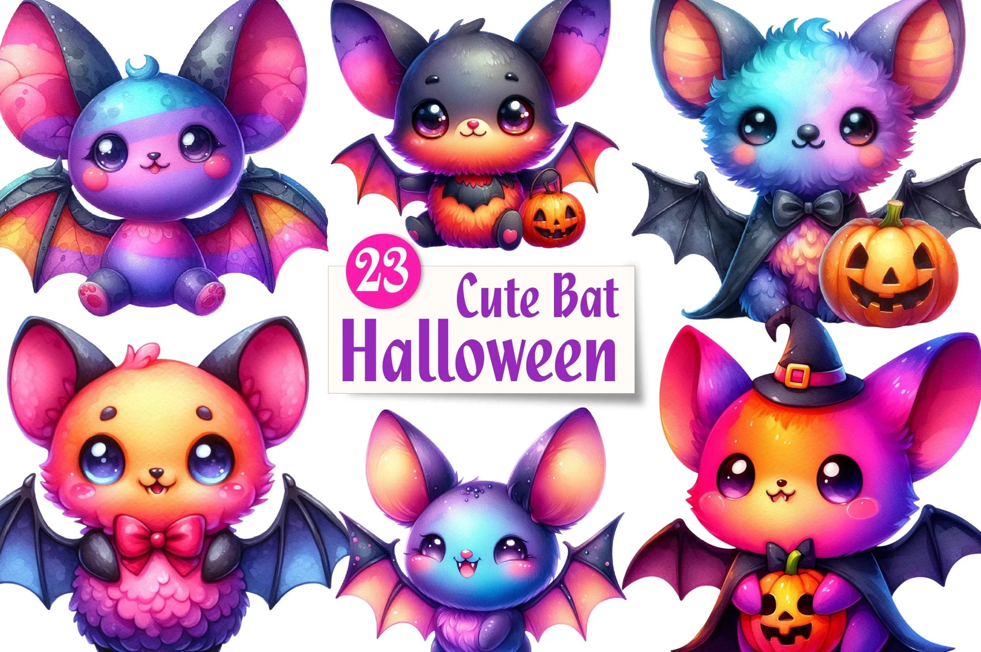 Halloween Cute Bat Clipart Bundle - CraftNest - Digital Crafting and Art