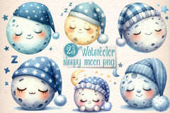 Sleepy Moon Clipart Bundle - CraftNest - Digital Crafting and Art