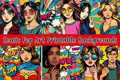 Comic Pop Art Printable Backgrounds Clipart Bundle 1 - CraftNest - Digital Crafting and Art