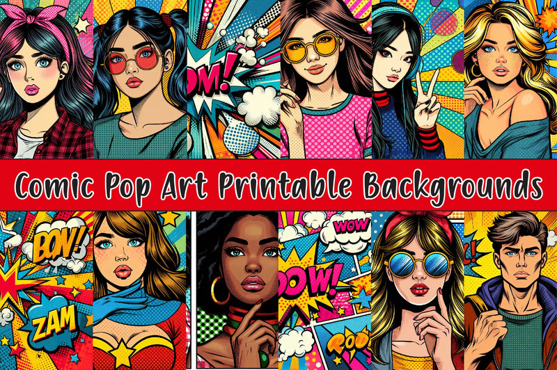 Comic Pop Art Printable Backgrounds Clipart Bundle 1 - CraftNest - Digital Crafting and Art
