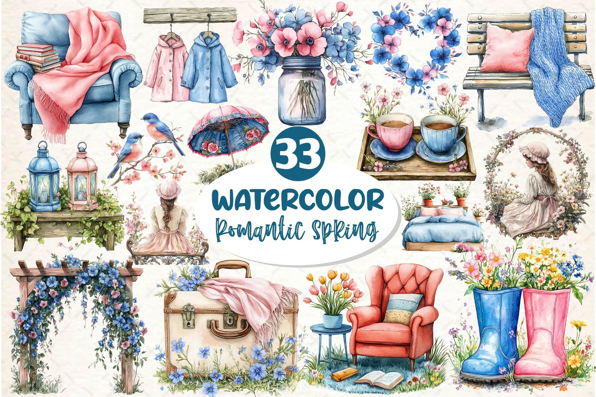 Cozy Romantic Spring Clipart Bundle12 - CraftNest - Digital Crafting and Art