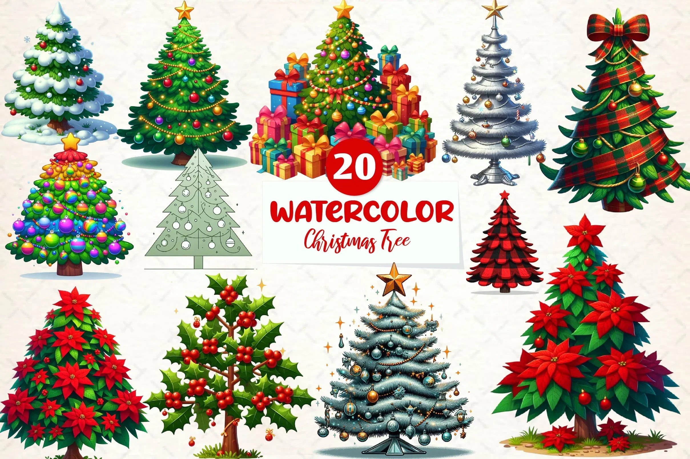Christmas Tree Clipart Bundle 3 - CraftNest - Digital Crafting and Art