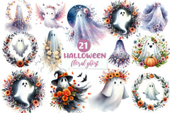 Halloween Floral Ghost Clipart Bundle - CraftNest - Digital Crafting and Art