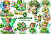 St Patricks Day Cute Fairy Girl Clipart Bundle