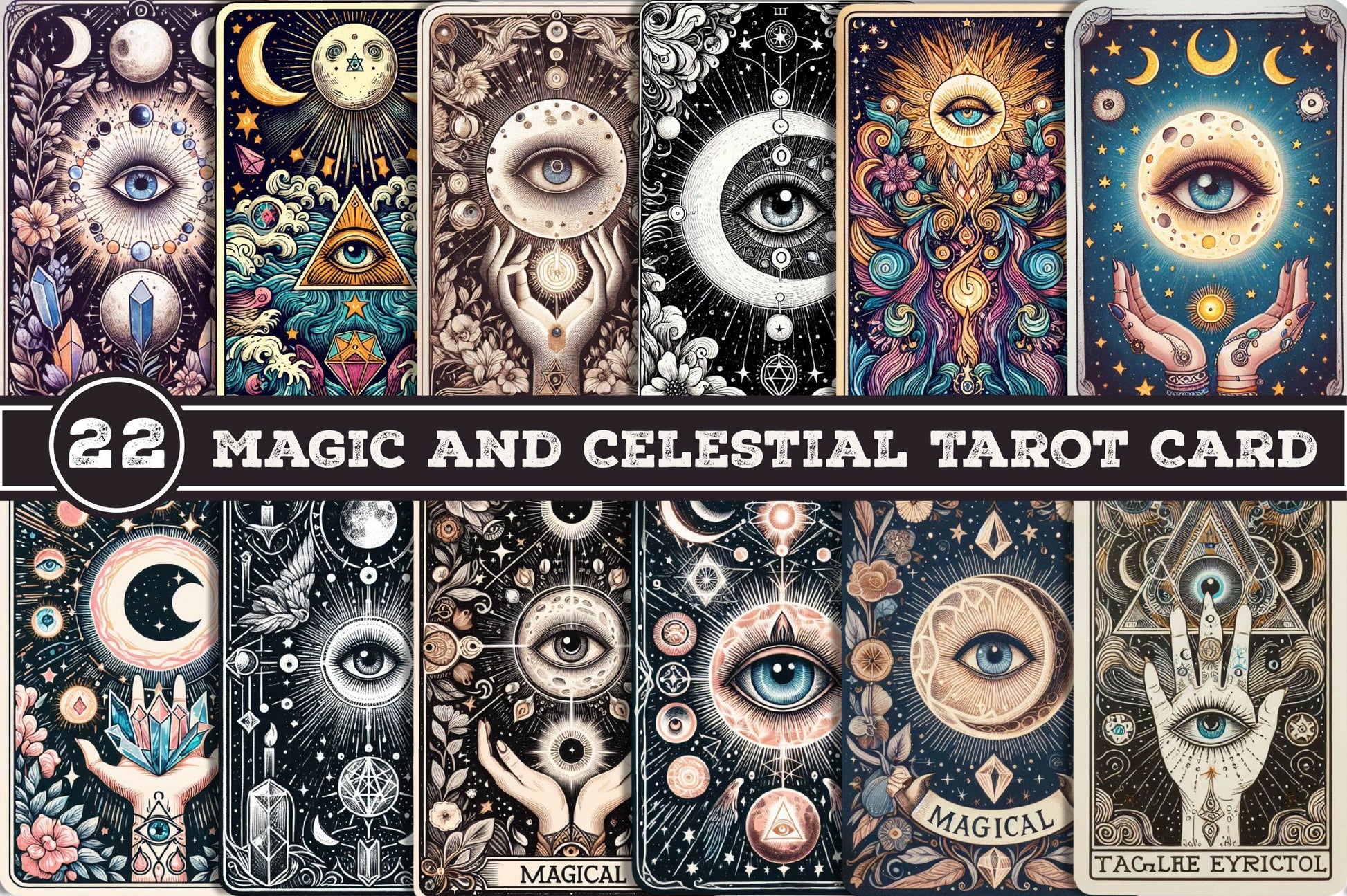 Magic And Celestial Tarot Card Clipart Bundle - CraftNest - Digital Crafting and Art