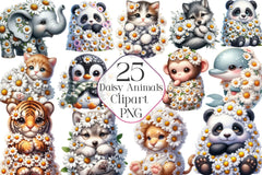 Daisy Animals Clipart Bundle - CraftNest - Digital Crafting and Art