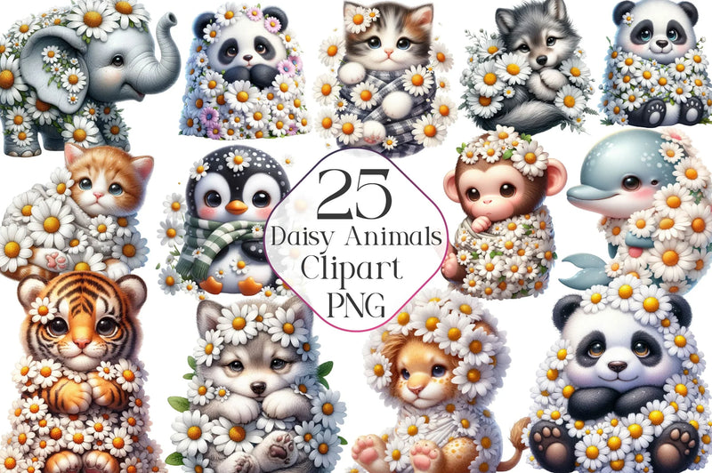 Daisy Animals Clipart Bundle - CraftNest - Digital Crafting and Art