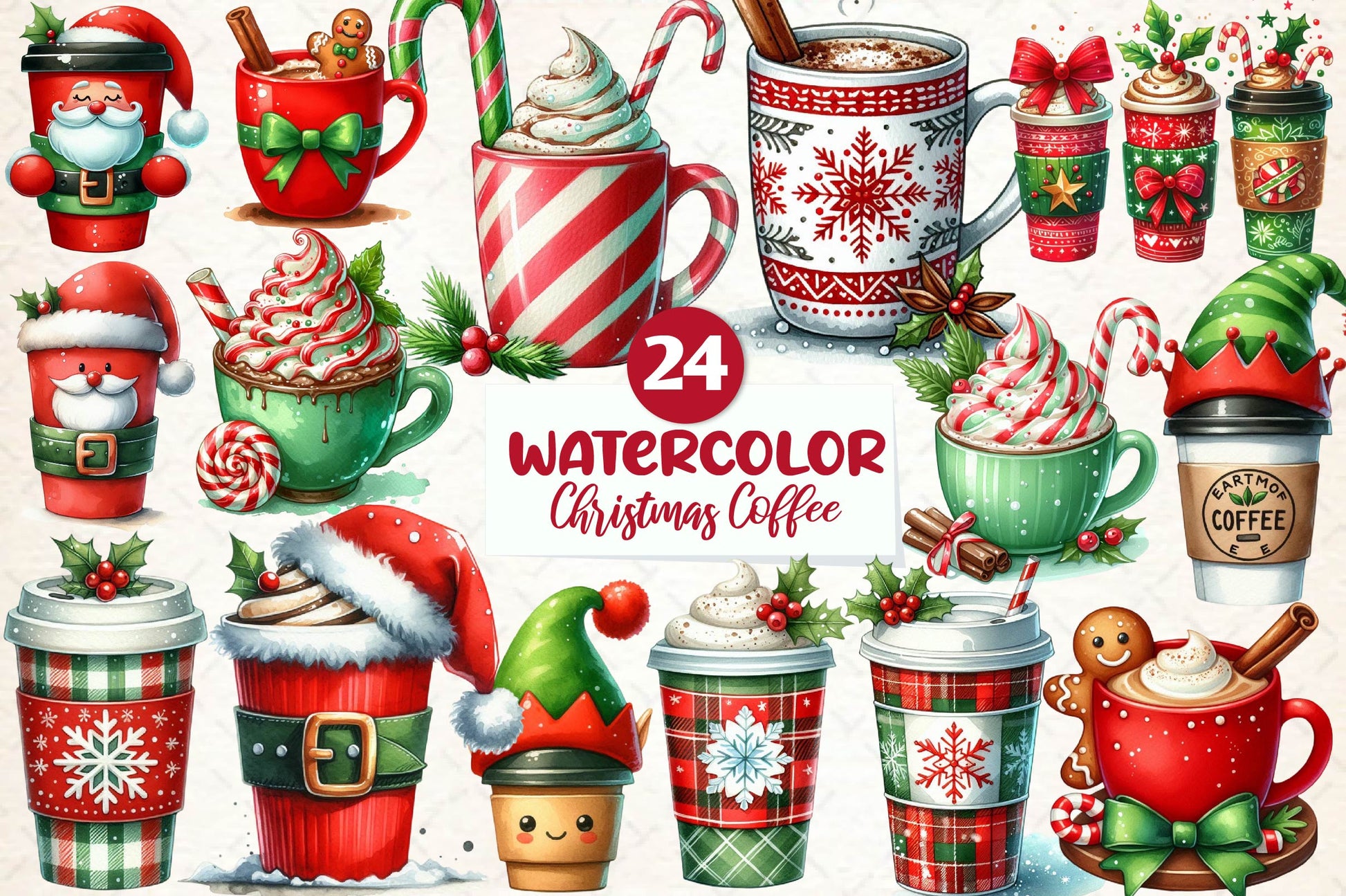Christmas Festive Coffee Clipart Bundle - CraftNest - Digital Crafting and Art