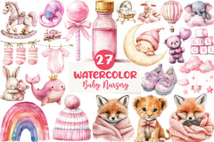 Pink Baby Girl Nursery Clipart Bundle 1 - CraftNest - Digital Crafting and Art
