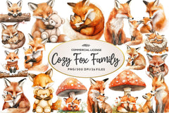 Cozy Fox Family Clipart Bundle - CraftNest - Digital Crafting and Art