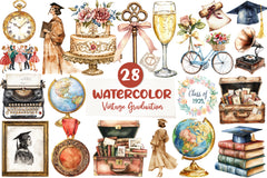 Vintage Graduation Clipart Bundle - CraftNest - Digital Crafting and Art