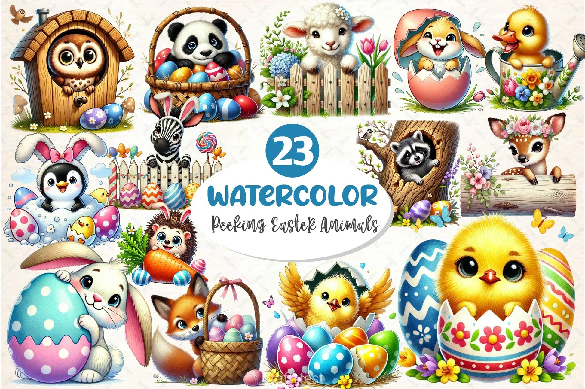 Peeking Easter Animals Clipart Bundle - CraftNest - Digital Crafting and Art