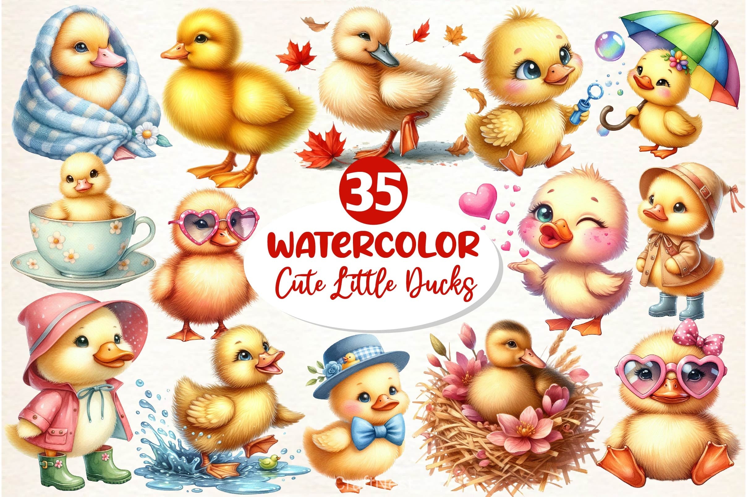 Cute Little Ducks Clipart Bundle - CraftNest - Digital Crafting and Art