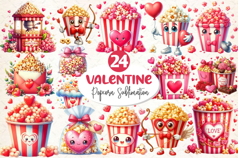 Valentine Popcorn Clipart Bundle 2 - CraftNest - Digital Crafting and Art