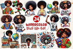 Black History Month Afro Girl Clipart Bundle 2 - CraftNest - Digital Crafting and Art