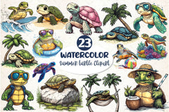 Summer Turtle Clipart Bundle 2 - CraftNest - Digital Crafting and Art