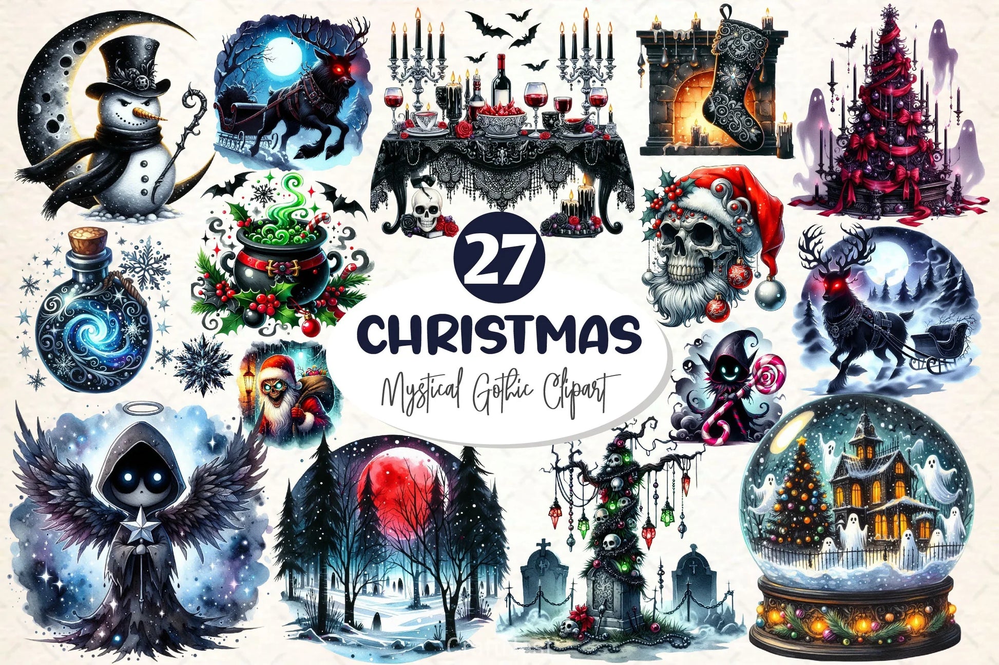 Mystical Gothic Christmas Clipart Bundle 2 - CraftNest - Digital Crafting and Art