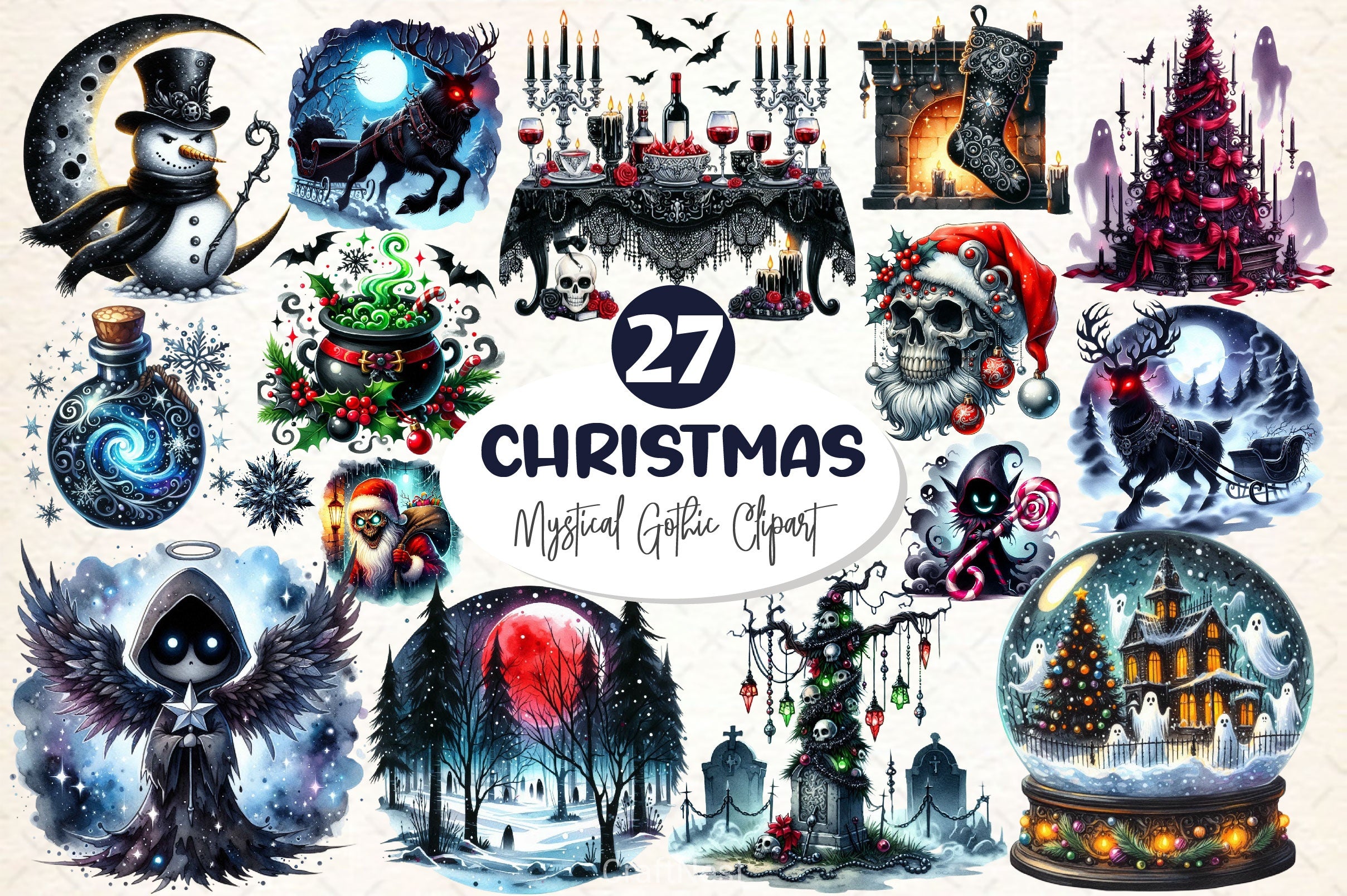 Mystical Gothic Christmas Clipart Bundle 2 - CraftNest - Digital Crafting and Art