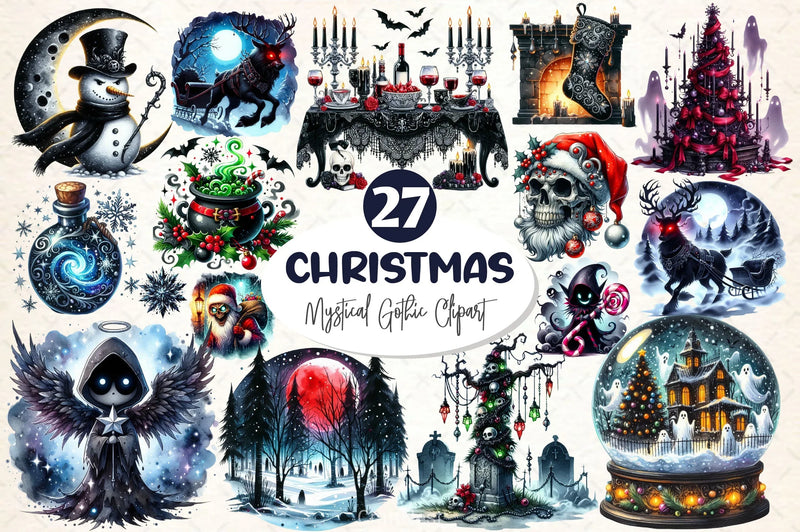 Mystical Gothic Christmas Clipart Bundle 2 - CraftNest - Digital Crafting and Art