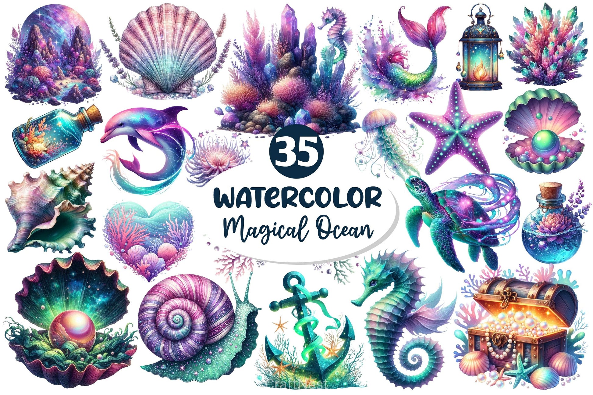 The Magical Ocean Clipart Bundle 2 - CraftNest - Digital Crafting and Art