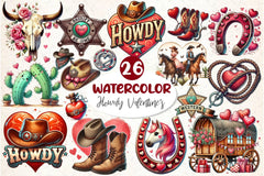 Retro Howdy Western Valentines Day Clipart Bundle 3 - CraftNest - Digital Crafting and Art