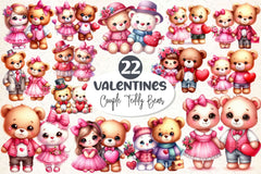 Valentines Couple Teddy Bear Clipart Bundle - CraftNest - Digital Crafting and Art