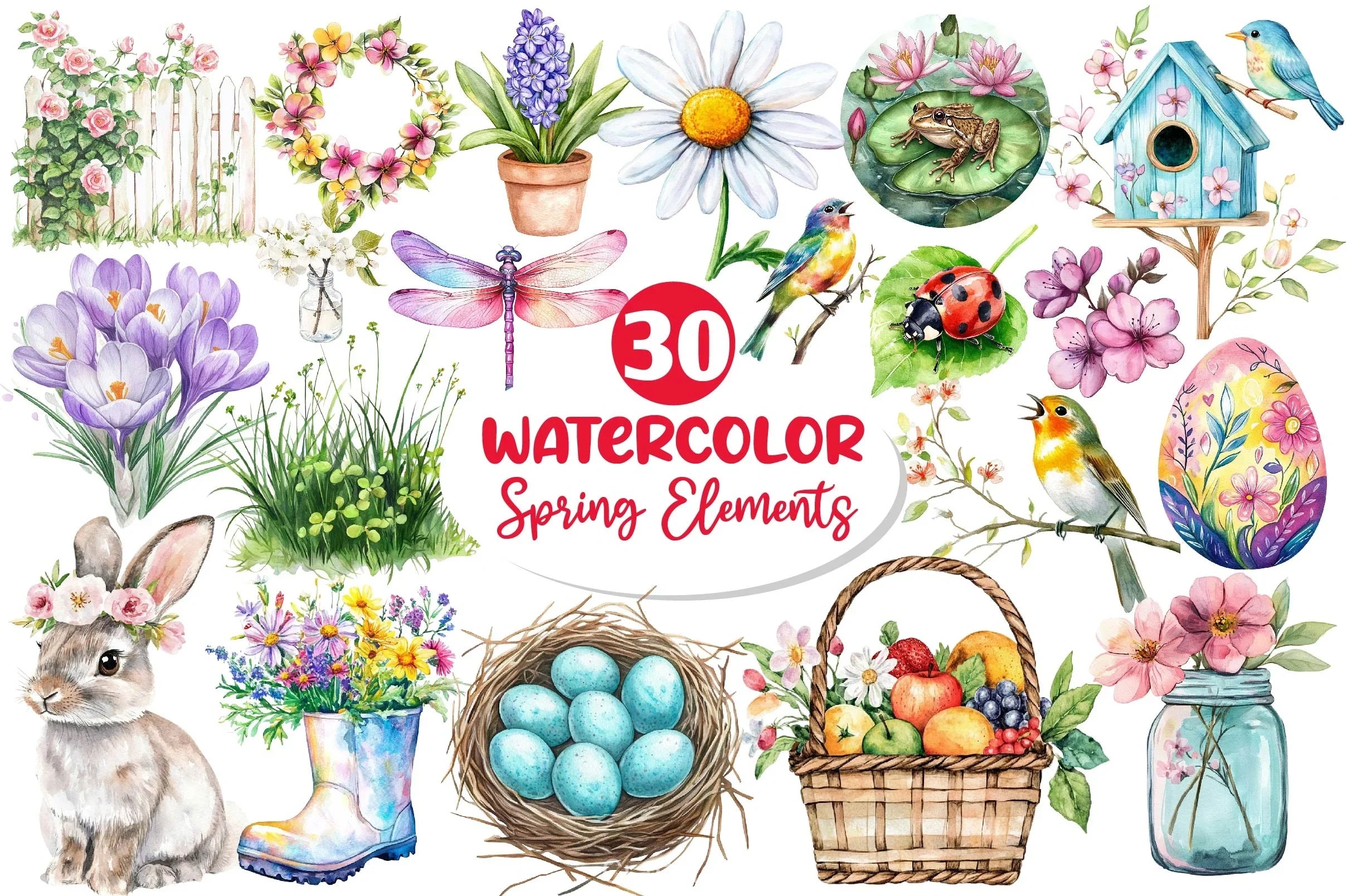 Spring Seasonal Elements Clipart Bundle - CraftNest - Digital Crafting and Art