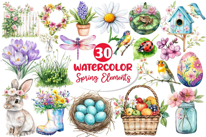Spring Seasonal Elements Clipart Bundle - CraftNest - Digital Crafting and Art