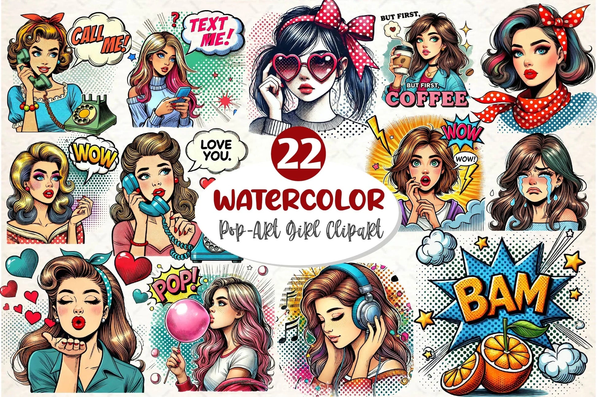 Pop Art Girl Clipart Bundle 2 - CraftNest - Digital Crafting and Art