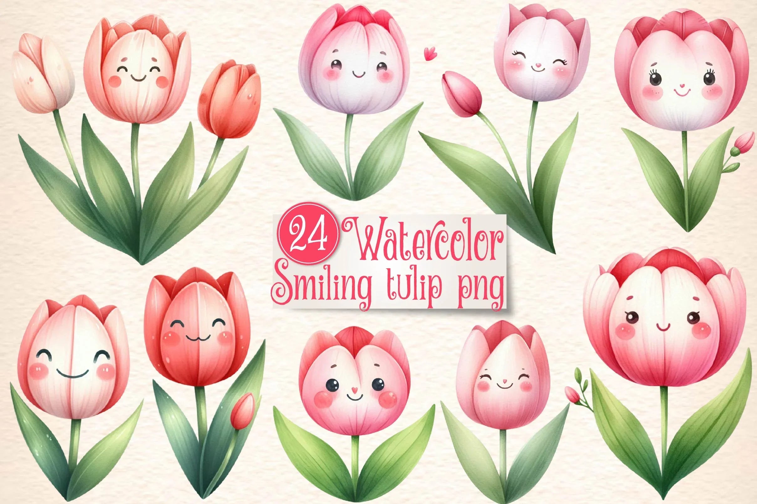 Smiling Tulip Clipart Bundle - CraftNest - Digital Crafting and Art