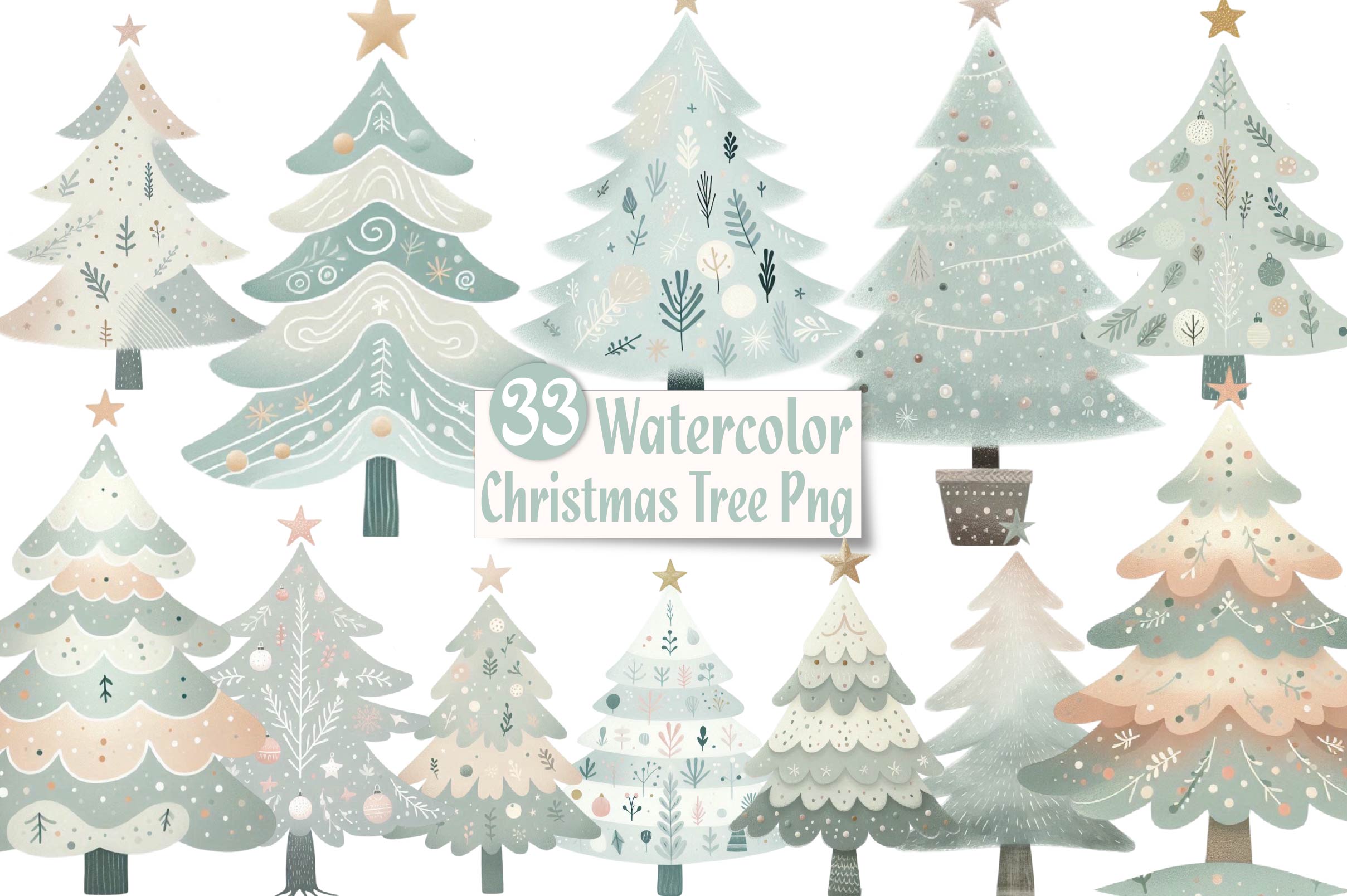 Nordic Christmas Tree Clipart Bundle - CraftNest - Digital Crafting and Art