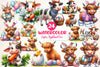 Cute Easter Highland Cow Clipart Bundle 1