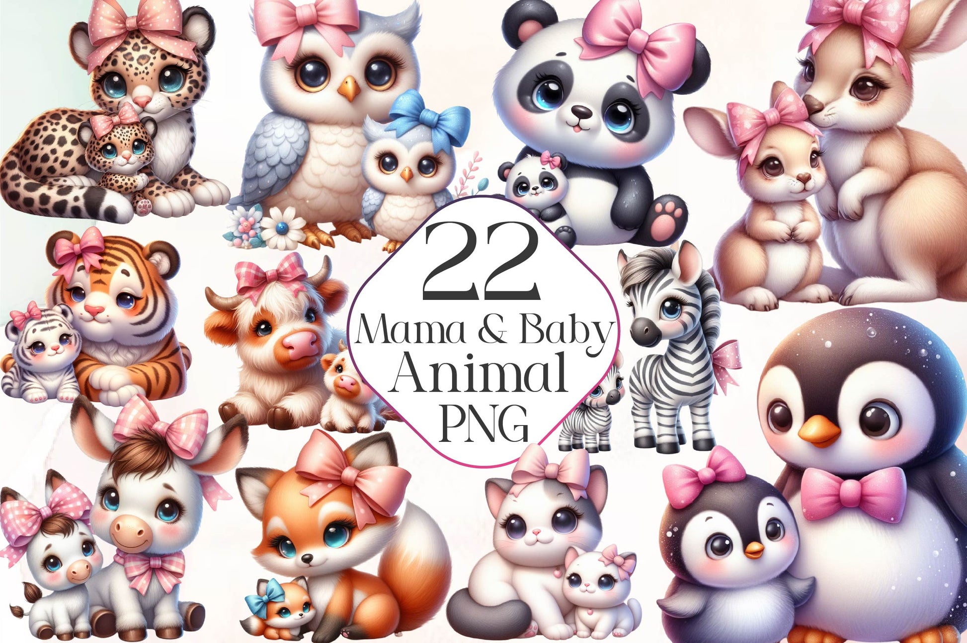 Mama And Baby Animal Clipart Bundle - CraftNest - Digital Crafting and Art
