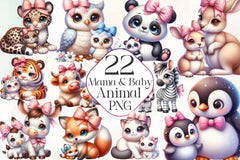 Mama And Baby Animal Clipart Bundle - CraftNest - Digital Crafting and Art
