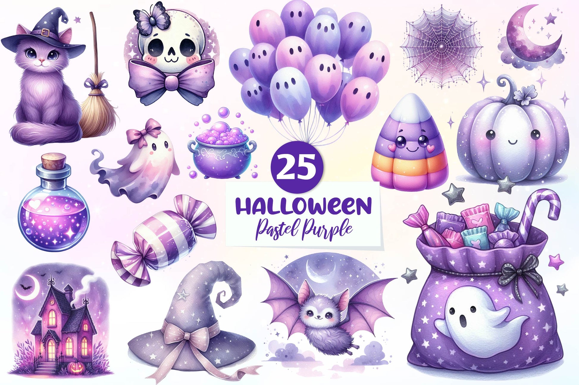 Pastel Purple Halloween Clipart Bundle - CraftNest - Digital Crafting and Art