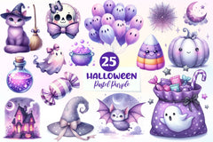 Pastel Purple Halloween Clipart Bundle - CraftNest - Digital Crafting and Art