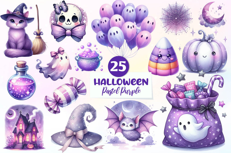 Pastel Purple Halloween Clipart Bundle - CraftNest - Digital Crafting and Art