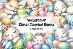 Easter Sleeping Bunny In An Egg Clipart Bundle - CraftNest - Digital Crafting and Art