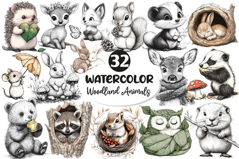 Woodland Cute Baby Animals Clipart Bundle - CraftNest - Digital Crafting and Art